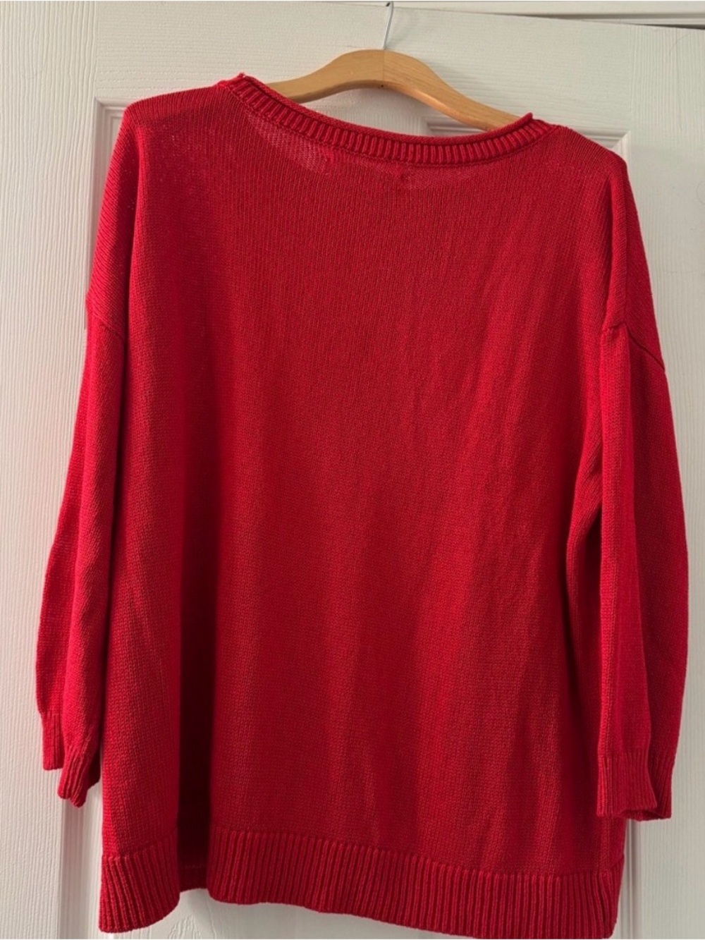 LOFT Red Crewneck Sweater with White Crab Graphic - Picture 2 of 3